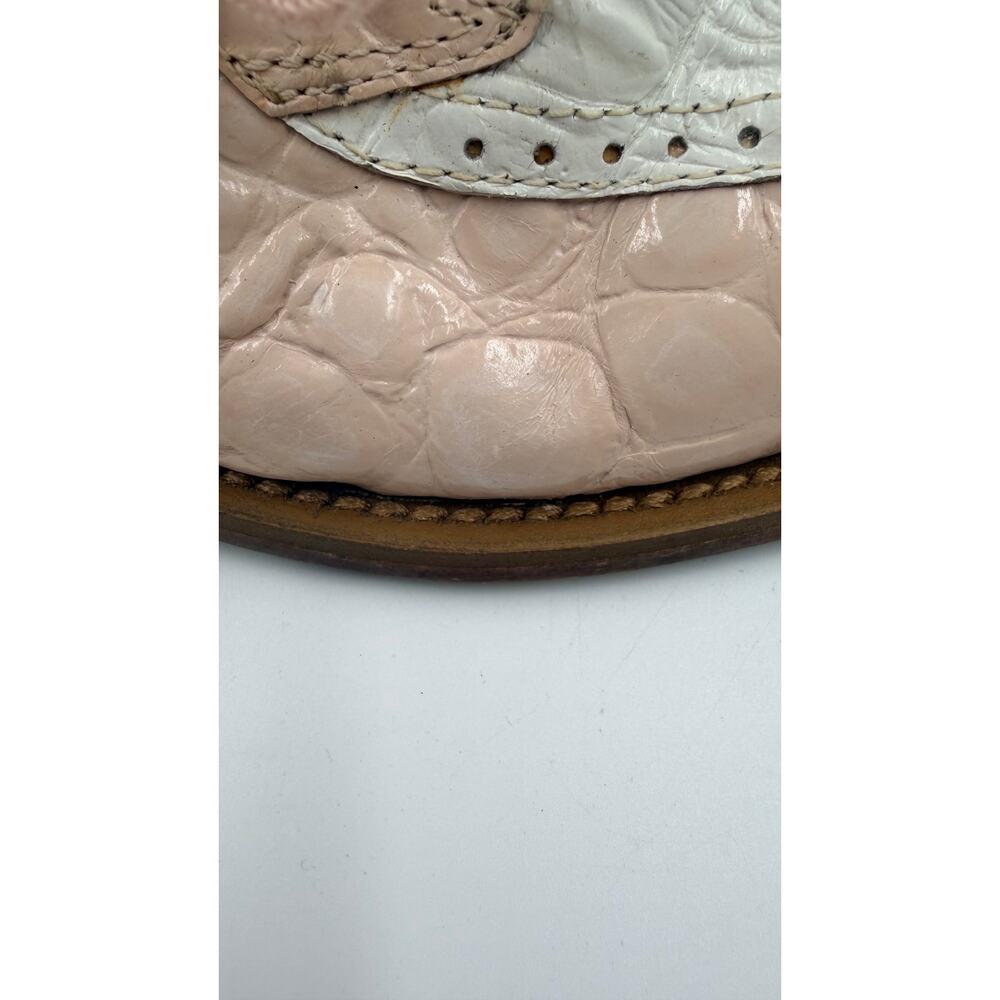 Giorgio Brutini Shoes Mens 13M Beige White Croc Embossed Leather Square Toe - Picture 4 of 8